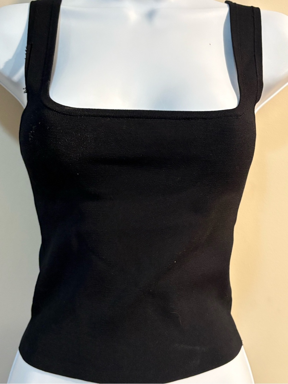 Matteau Black Square Neck Ribbed Tank